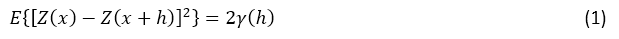 Segundo Journel e Huijbregts (1978, p. 55), o variograma 2ϒ(h) pode ser interpretado como uma variância de estimativa elementar de uma variável Z(x) por uma outra variável Z(x+h) a uma distância h de Z(x):