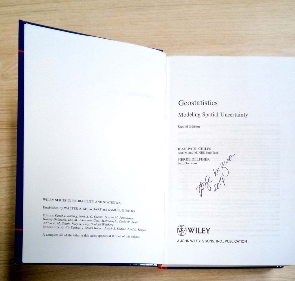Exemplar de "Geostatistics - Modeling Spatial Uncertainty" (Chilès e Delfiner, 1999), do Prof. Dr. Jorge Kazuo Yamamoto
